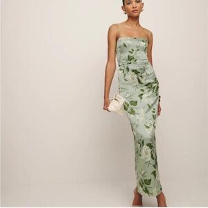 Reformation Frankie Silk maxi dress in floral green